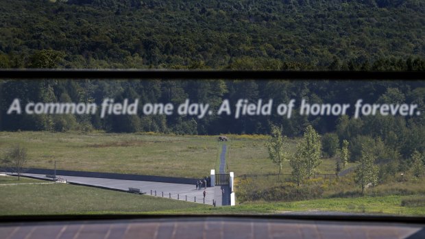 The view of the United Flight 93 crash site from the memorial's new complex in Shanksville, Pennsylvania.