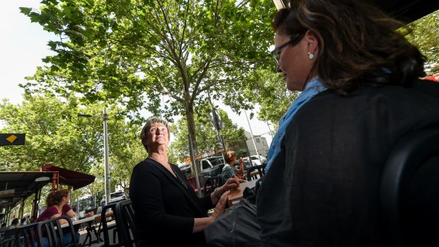 Beverley Caprioli, owner of the University Cafe, fears  someone will choke to death one day because of the plane trees.