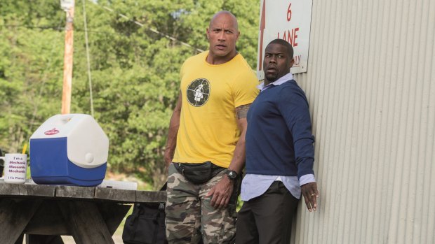 Former high school outcast Bob Stone (Dwayne Johnson) wants to bond with Calvin Joyner (Kevin Hart), often in the middle of shootouts.