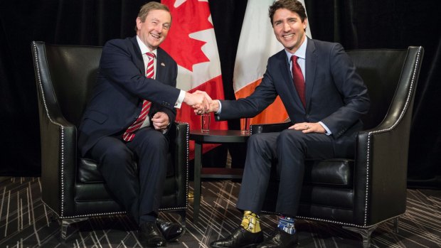 Justin Trudeau, right, with his Irish counterpart Enda Kenny in Montreal on Thursday. 