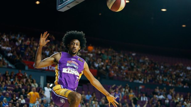 Dunking: Sydney Kings forward Josh Childress slams one home against the NZ Breakers.