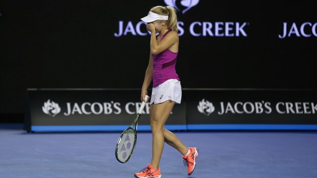 Ended in tears: Daria Gavrilova after losing to Carla Suarez Navarro.