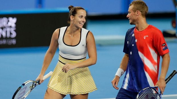 Jarmila Wolfe and Lleyton Hewitt of Australia Gold talk tactics.