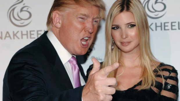 Donald Trump poses with his daughter Ivanka Trump at a party in Los Angeles. 