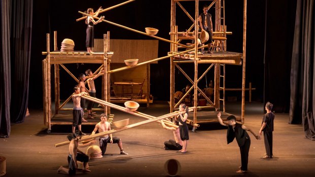 Bamboo and circus tricks combine in A O Lang Pho. 