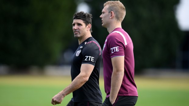On the line: Manly coach Trent Barrett is ready for anything the Warriors may throw at them.