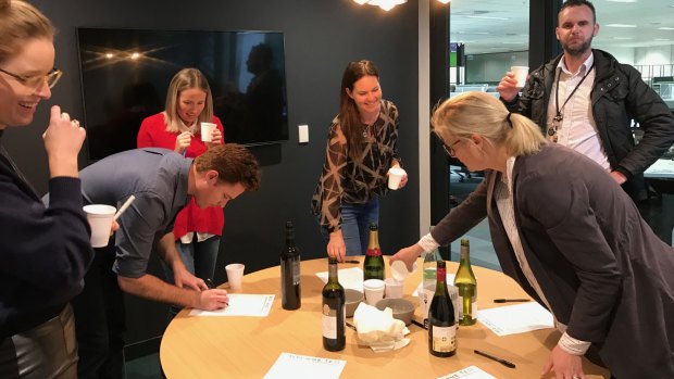 The tasting team make their way through Aldi's new wines for sale across Perth.