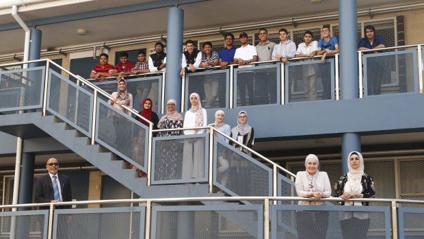 Malek Fahd School students pose for a picture after achieving excellent HSC results.