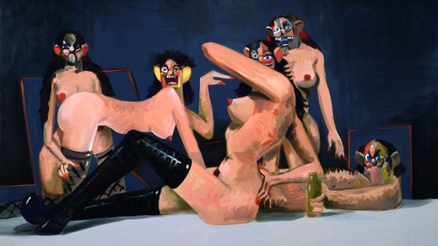 George Condo, <i>Orgy composition</i>, 2008. Oil on canvas, 190.5 x 215.9 cm (75 x 85 in), Private collection. George Condo Studios © ARS, NY and DACS, London 2015.