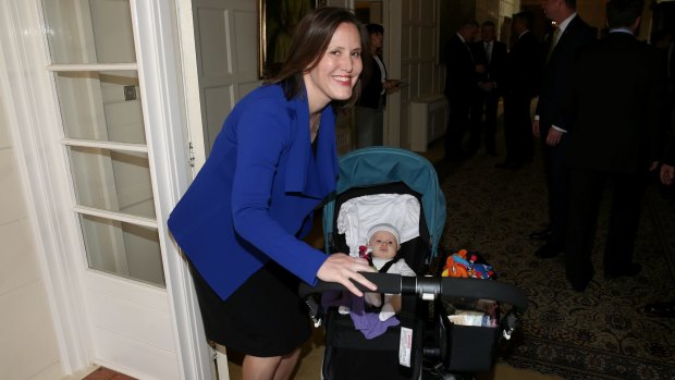 Small Business Minister and Assistant Treasurer Kelly O'Dwyer arrives for the swearing-in ceremony on Monday.