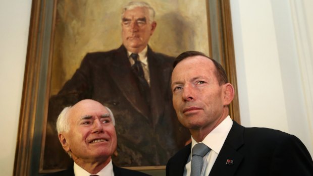 John Howard and Tony Abbott watched over by Menzies' portrait in 2014. Neither trusted the APS, seeking instead to change its culture and to rely on outsiders.