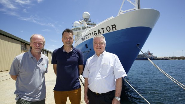 Sub-Antarctic voyagers: from left, Richard Arculus, Andrew Bowie and Mike Coffin.