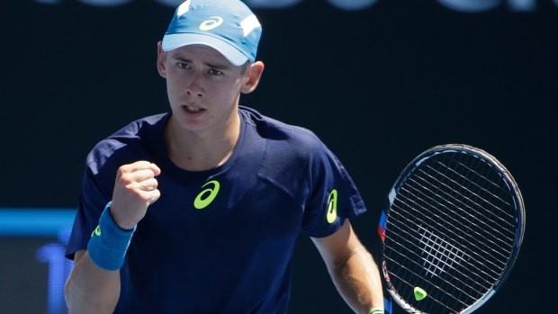 Alex De Minaur, 17, was among the Australian winners on day one of the Australian Open.