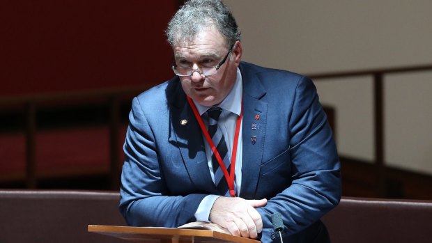 Senator Rod Culleton speaks in the Senate on the issue of his eligibility to serve.