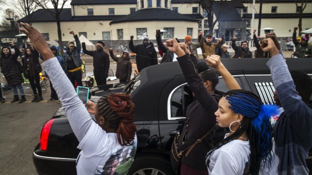 Black Lives Matter supporters at the funeral procession of Jamah Clark in November 2015, in Minneapolis. Clark, whose death in a confrontation with police, has sparked more than a week of protests.