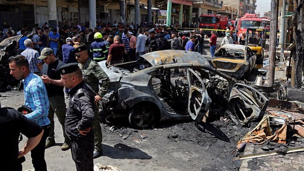 The site of a deadly bomb attack in the Karrada neighbourhood in Baghdad, Iraq.