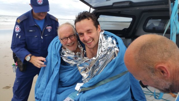 Alan Baxter-Piggford and Toby Melville-Brown are lucky to tell their story after they were rescued from the water at Seven Mile Beach.
