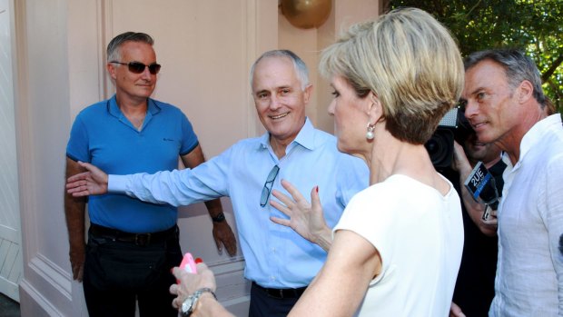 Mr Turnbull and deputy Liberal leader Julie Bishop at a Sydney fundraiser. 