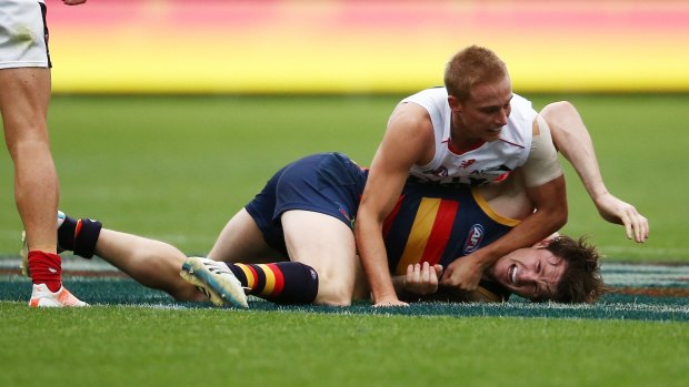 Patrick Dangerfield was subjected to a highly physical tag from Melbourne's Bernie Vince on Saturday.