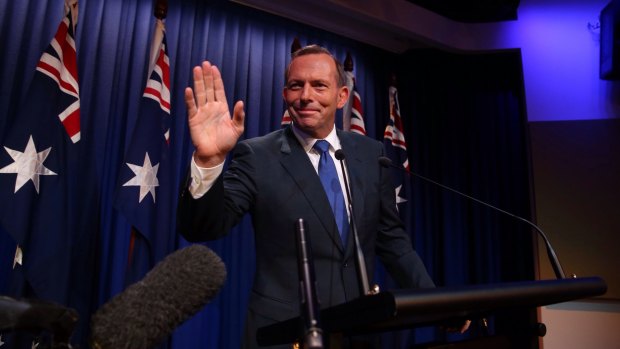 Then prime minister Tony Abbott delivering a national security statement at AFP headquarters on February 23 this year. 