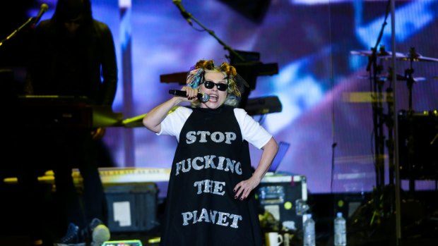Headline act Blondie's Deborah Harry had a less than subtle message for the audience.