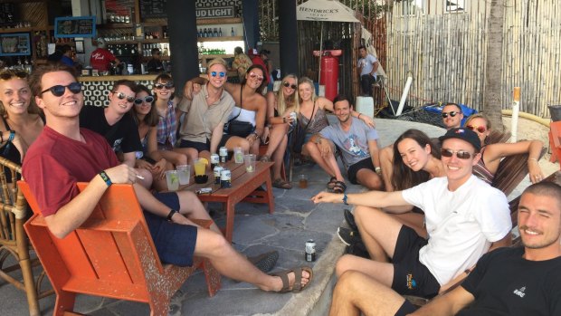 Charlie Cohen, pictured back right, and his group of friends from Melbourne are travelling through Central America.