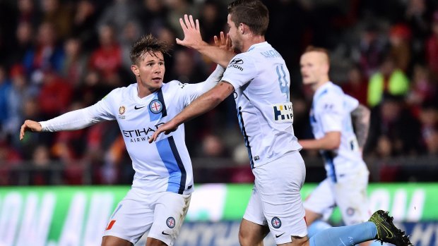 A brief moment of elation for Melbourne City after Connor Chapman scored.