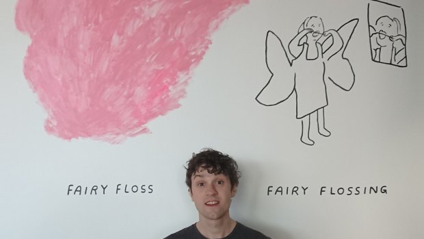 Artist Kenny Pittock has fun with fairy floss.