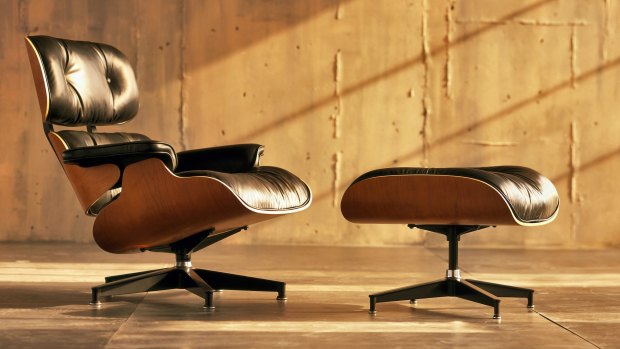 The iconic Eames chair and ottoman by Ray and Charles Eames is commonly copied. 