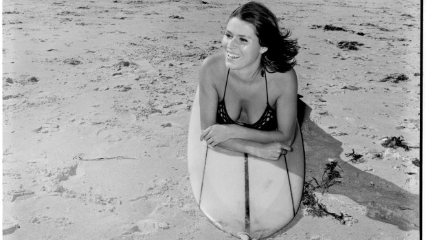 Glamour girl: Swiss migrant and fashion model Uta Pearson is pictured in 1970 on the beach in SA. 