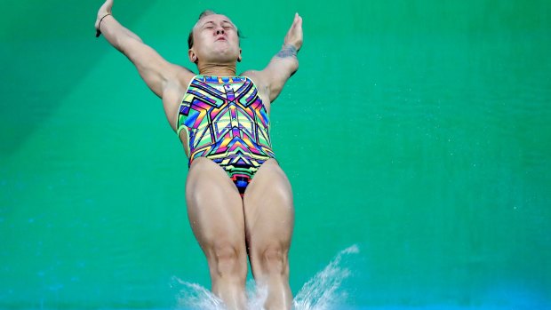 Russia's Nadezhda Bazhina scored zeroes for her dive.