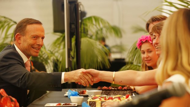 Prime Minister Tony Abbott at the McGrath Foundation cake competition at the SCG on Thursday.
