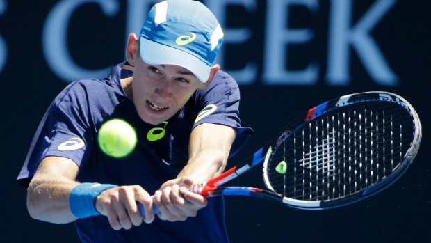 Winning start: De Minaur beat Austria's Gerald Melzer in five sets on day one at the Australian Open.