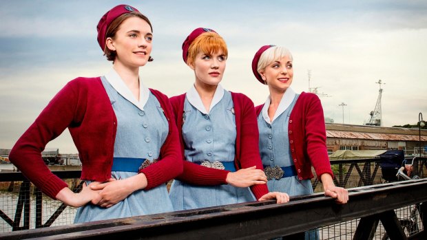 Disarmingly honest: Barbara (Charlotte Ritchie), Patsy (Emerald Fennell) and Trixie (Helen George) in Call The Midwife.