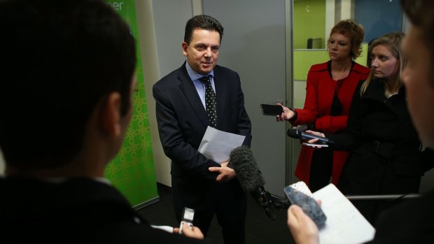 Senator Nick Xenophon speaks to the media in Melbourne on Friday.