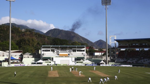 The West Indies and Australia duel on day one of the opening Test between them, at Windsor Park in Dominica.