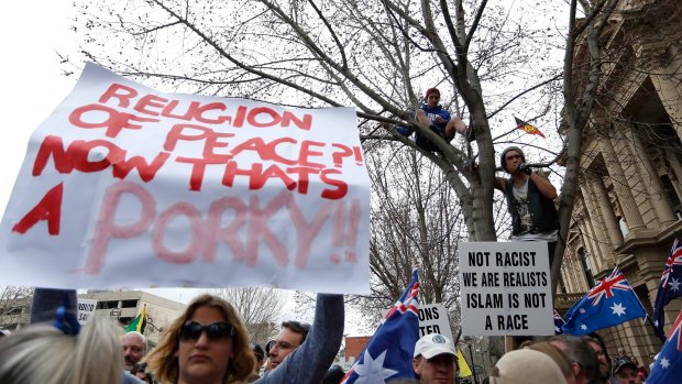 Mosque protester in August. 