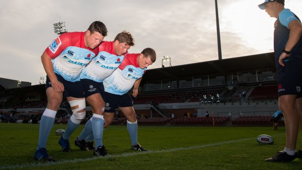 Front-row drill: Waratahs hooker Damien Fitzpatrick is in doubt for their season opening match against the Stormers on Saturday.