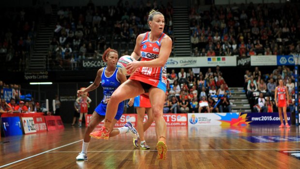 Victory: NSW Swifts wing attack Kimberlee Green in action during their victory over the Northern Mystics last Sunday.
