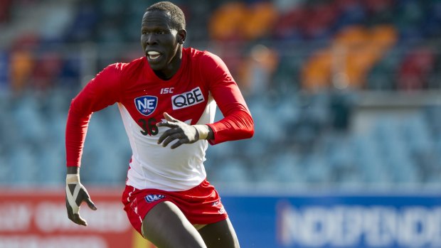 Debut: Aliir Aliir will line up for the Sydney Swans on Sunday.