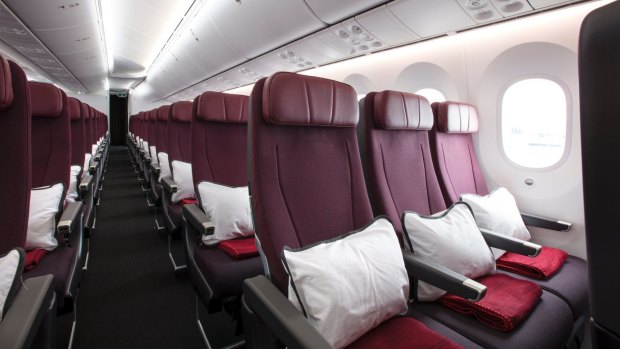 Economy class on the Qantas Dreamliner.