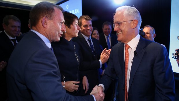 Prime Minister Malcolm Turnbull and Tony Abbott during the election campaign.
