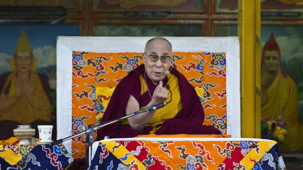 The Dalai Lama gives a religious talk in Dharamsala, India, on Thursday.