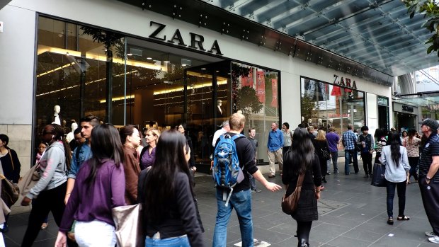 Zara on Melbourne's Burke Street Mall.