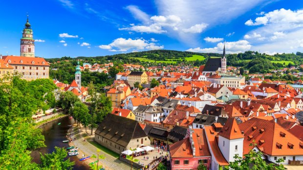 The red roofs of Cesky Krumlov, Czech Republic.