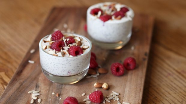 Chia pudding with berries and seeds, by Arabella Forge.