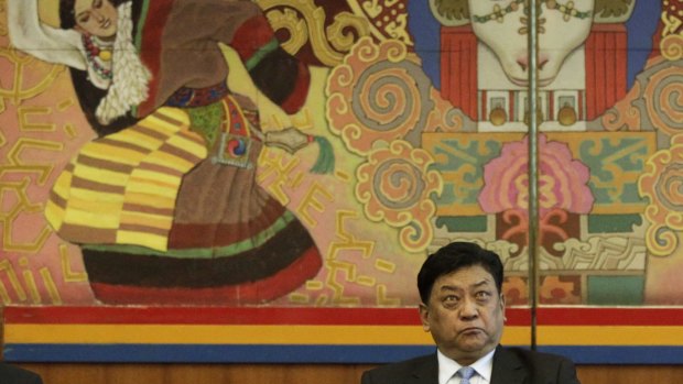 Padma Choling, chairman of the People's Congress of Tibetan Autonomous Region, in the Tibet Room of the Great Hall of the People in Beijing on Monday.