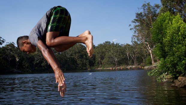 Locals cool off at Parramatta Lake.