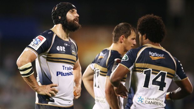 Scott Fardy of the Brumbies looks dejected after defeat in the round five Super Rugby match.