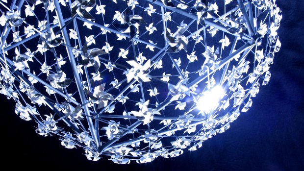 The 2004 sculpture 'Fanfare': a sphere of lights which was suspended from the Sydney Harbour Bridge